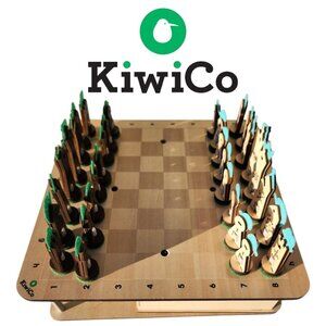 KiwiCo Chess Set Wooden Game Board and Pieces with Hidden Storage Craft Kit DIY